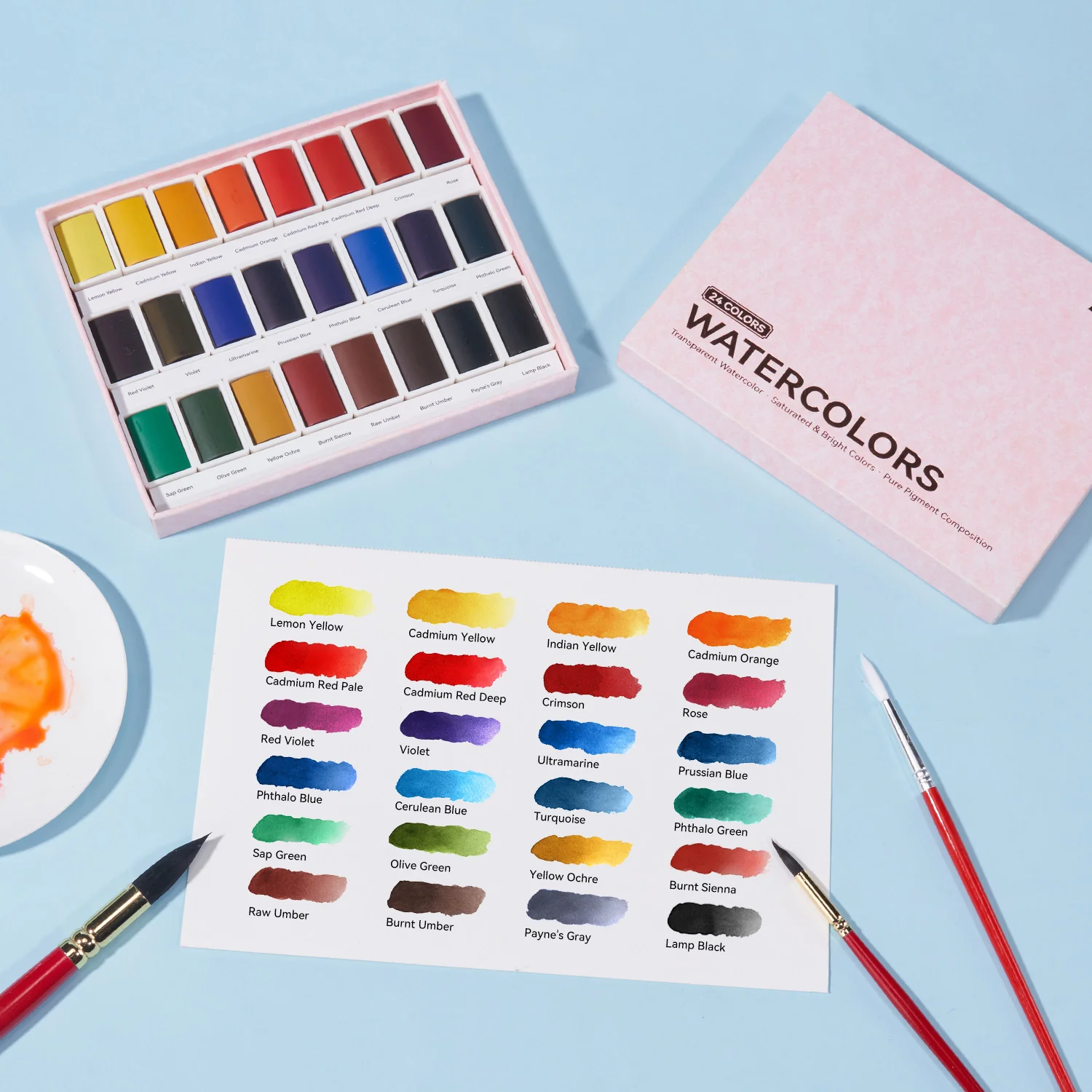 Arrtx 24 Colors Watercolor Paint Set Art Supplies Portable Painting Set - Image 2