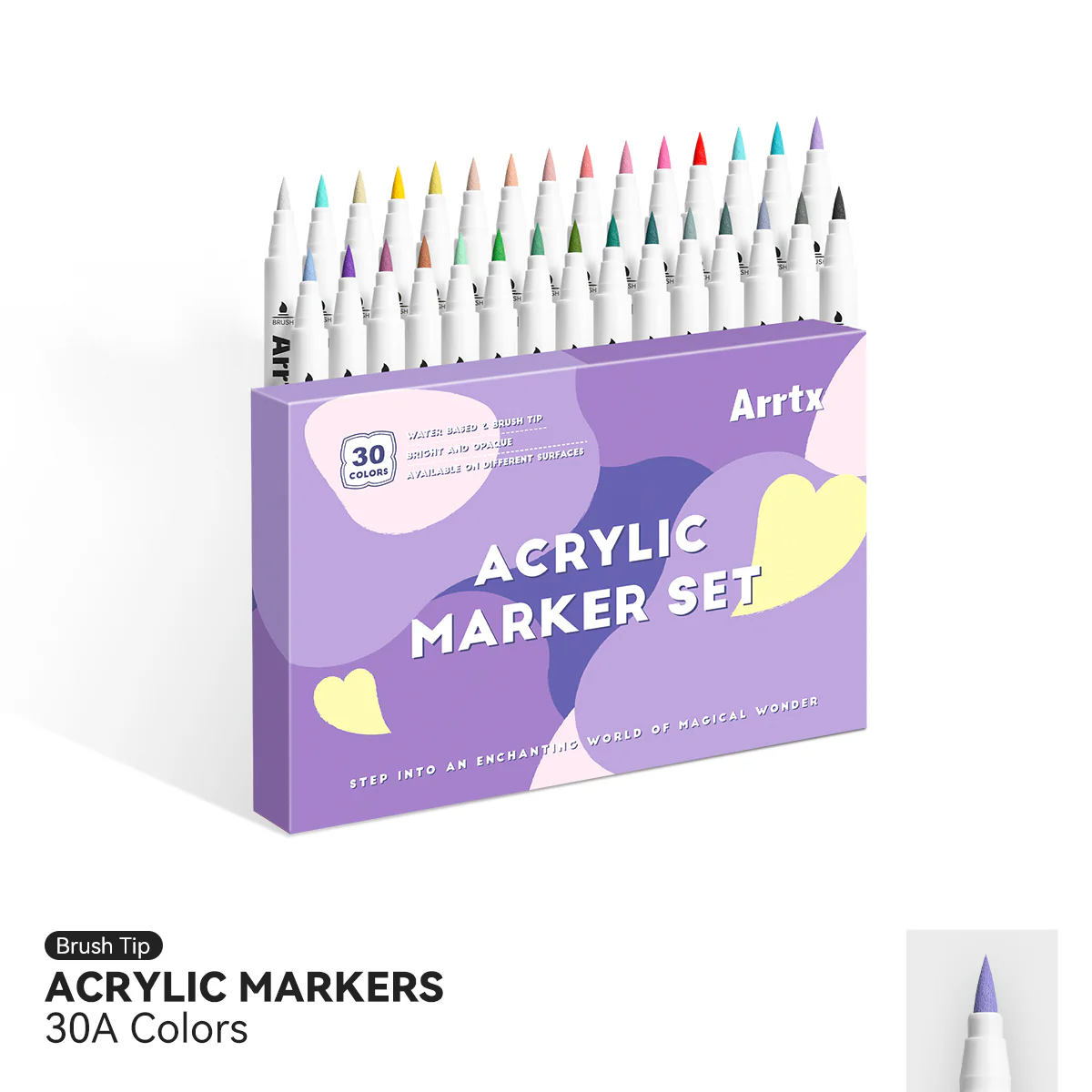 Arrtx 30A Colors Acrylic Markers Paint Pens Brush Tip - Image 12