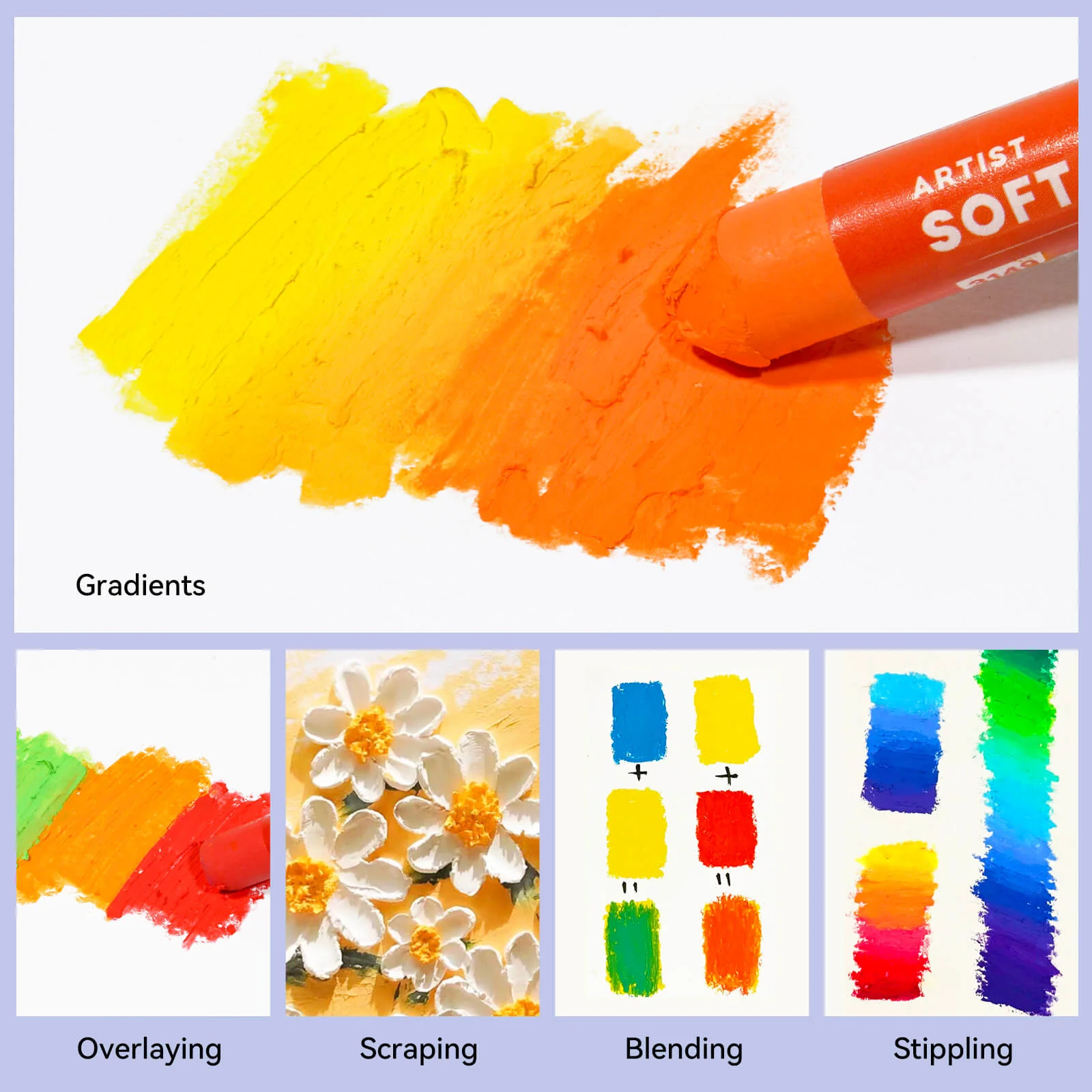 Arrtx 48 Colors Oil Pastels Smooth Drawing Pastel Set - Image 5