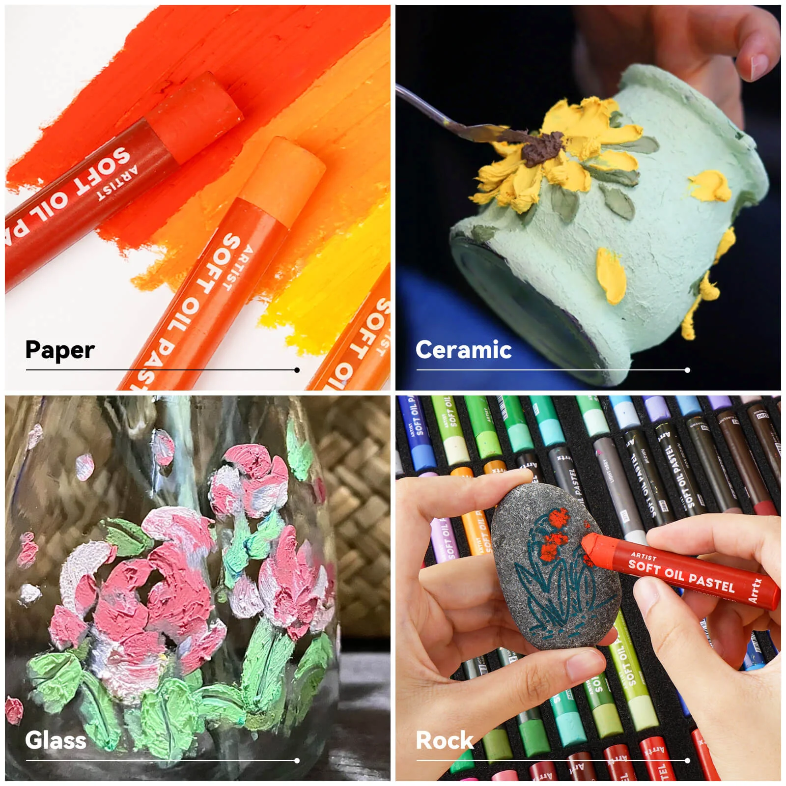 Arrtx 48 Colors Oil Pastels Smooth Drawing Pastel Set - Image 6