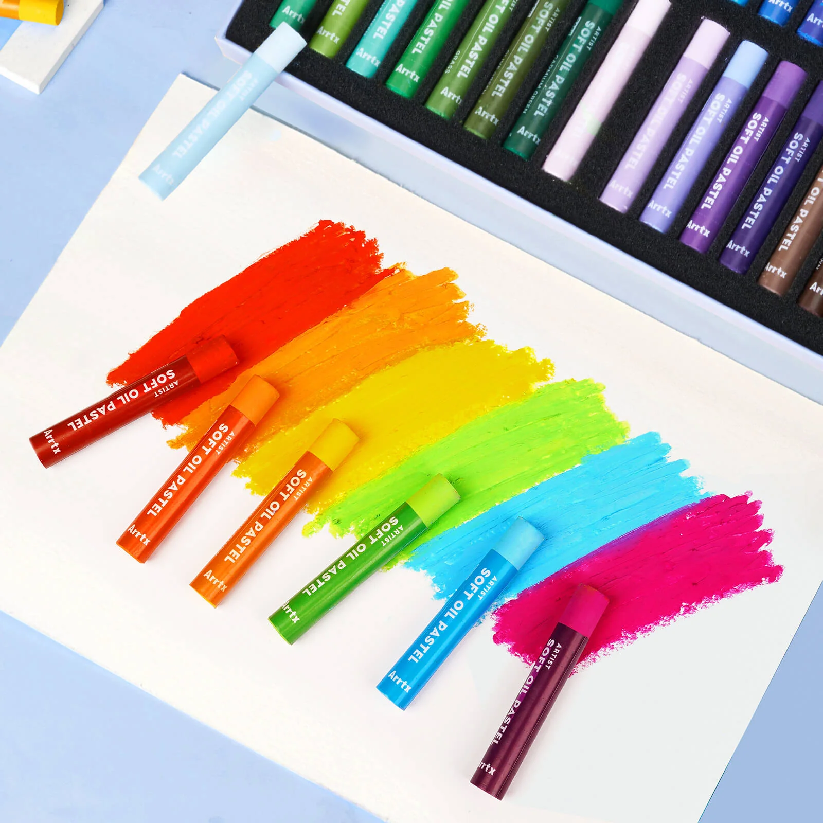 Arrtx 48 Colors Oil Pastels Smooth Drawing Pastel Set - Image 8