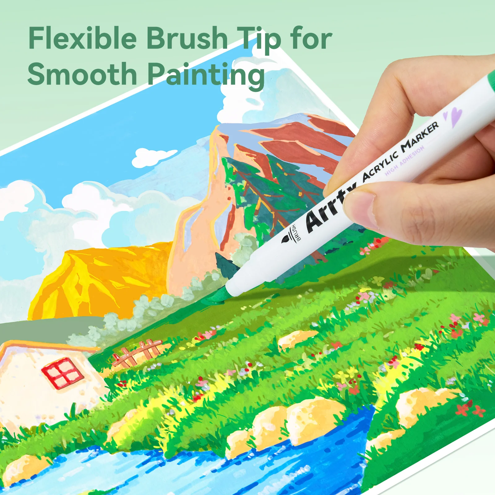 Arrtx 90B Colors Acrylic Paint Markers Brush Tip Landscape Colors - Image 4