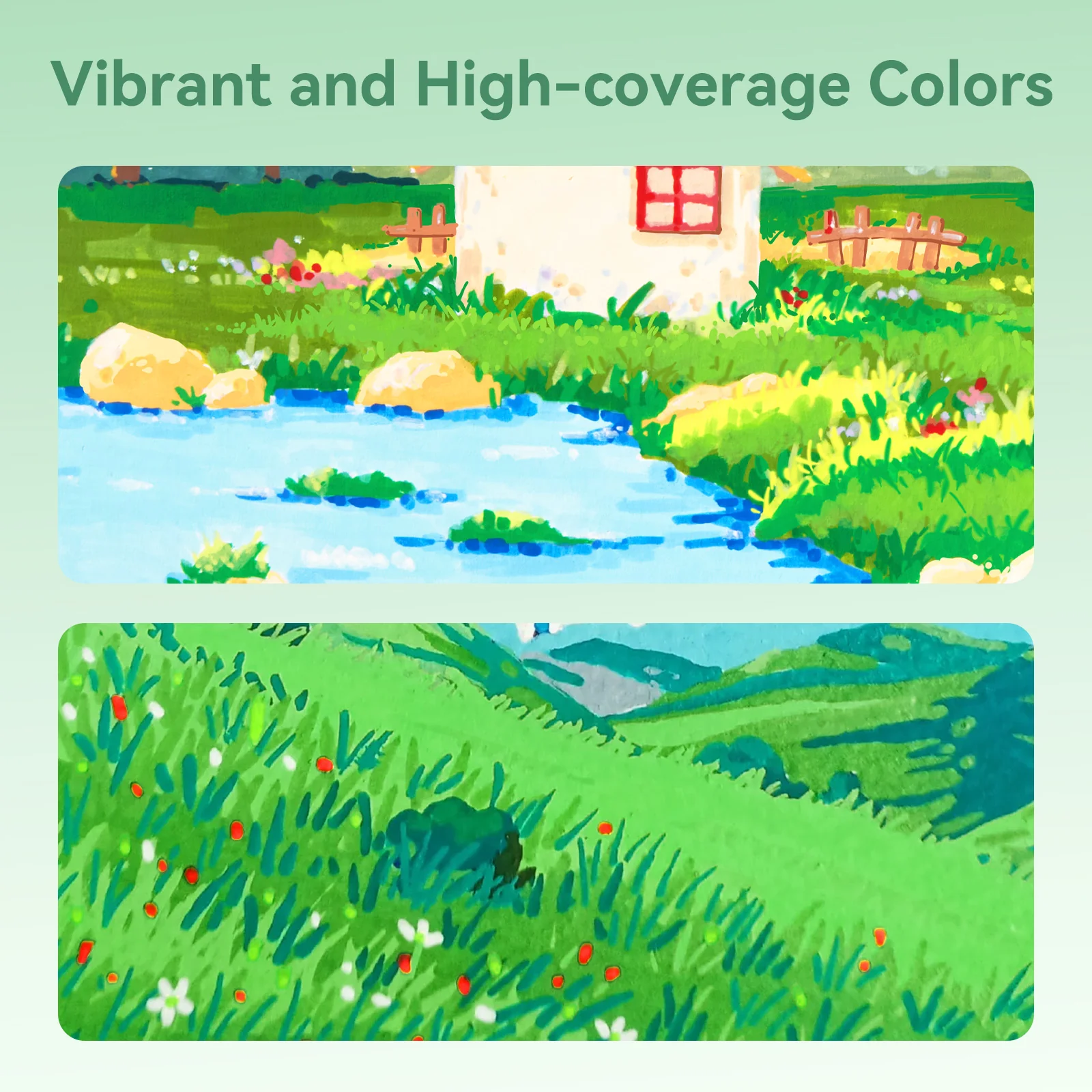 Arrtx 90B Colors Acrylic Paint Markers Brush Tip Landscape Colors - Image 6