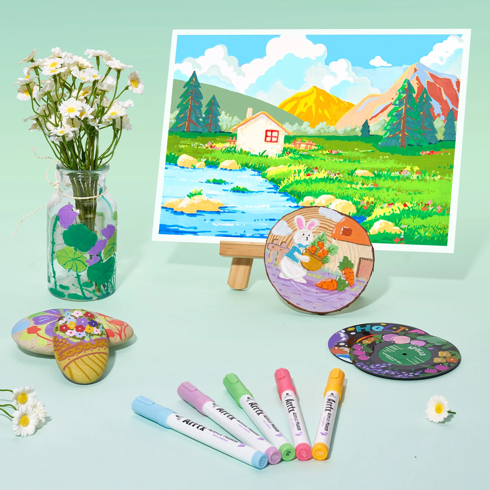 Arrtx 90B Colors Acrylic Paint Markers Brush Tip Landscape Colors - Image 8
