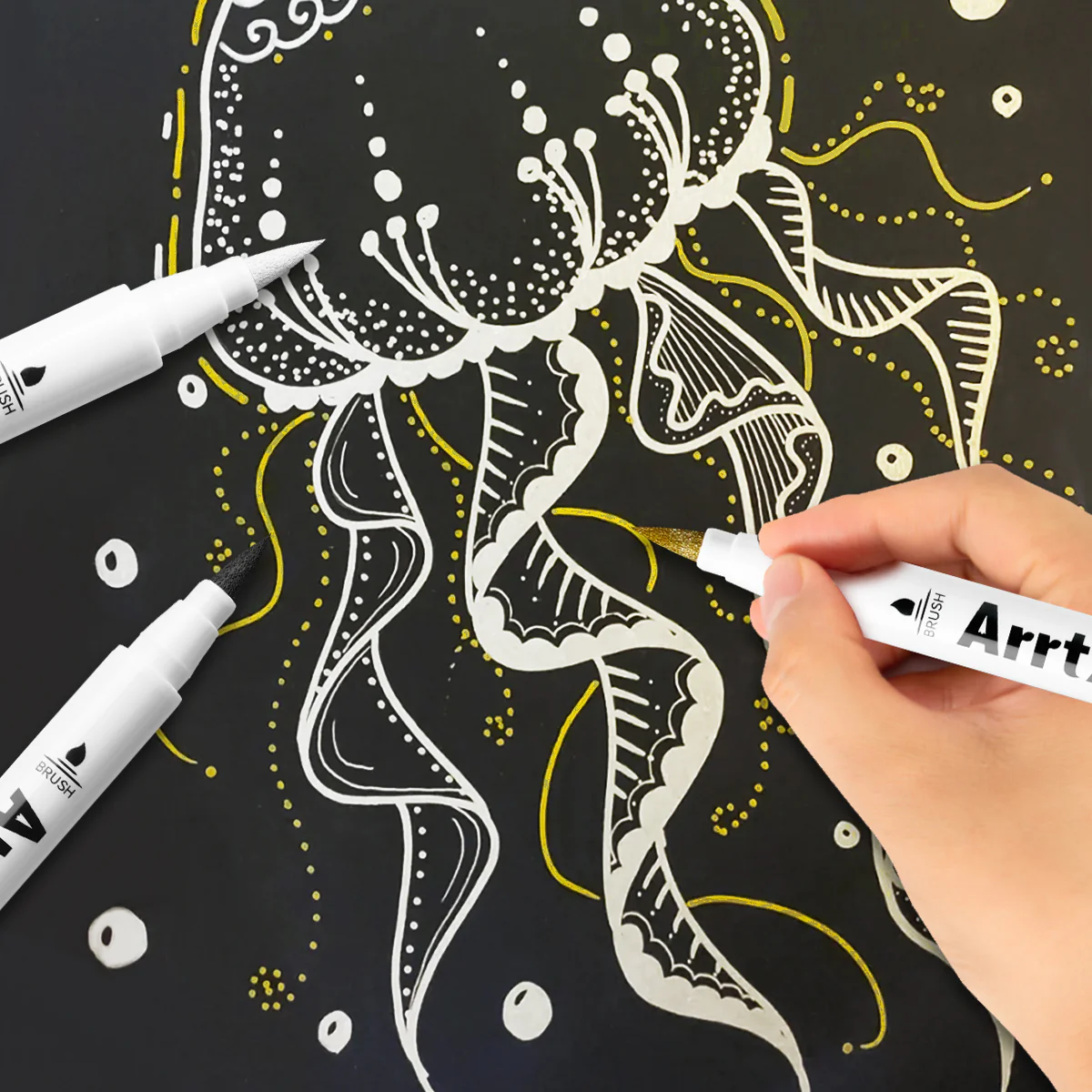 Arrtx Acrylic Paint Pens 10 Pack Brush Tip Paint Markers - Image 7
