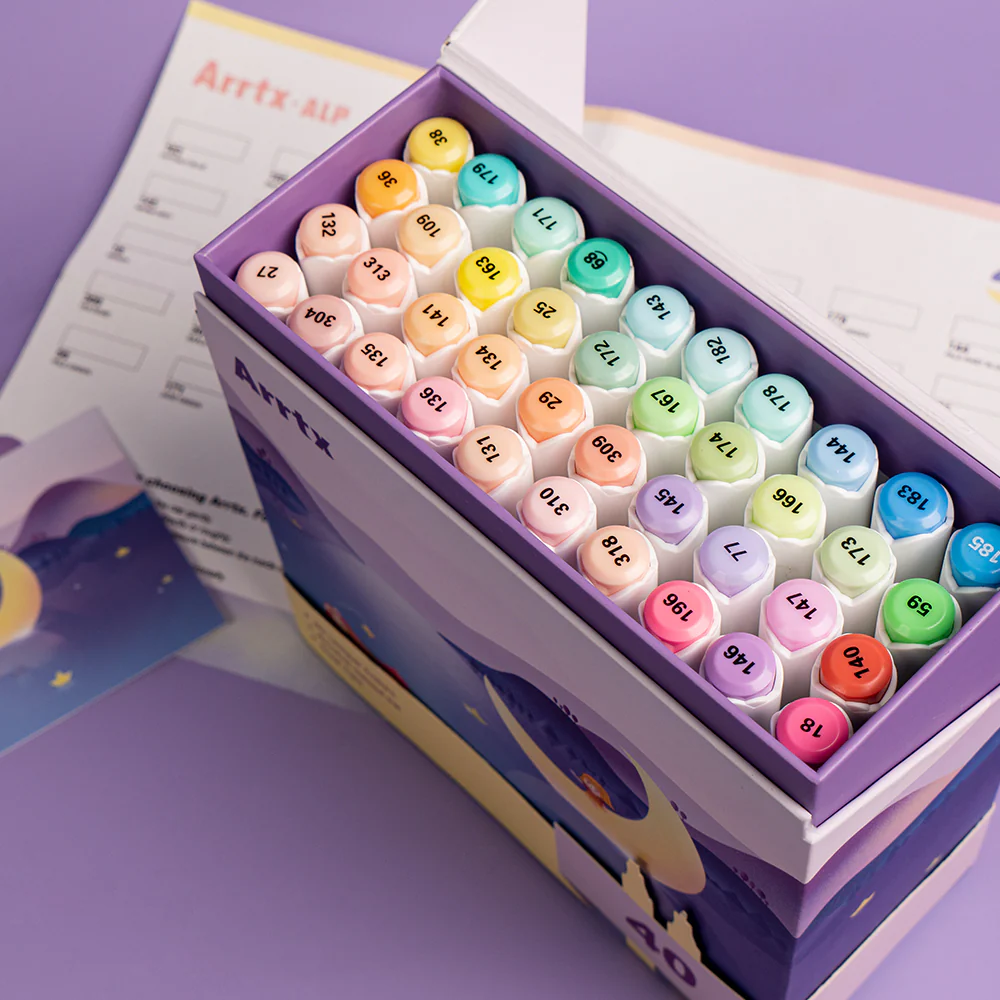 Arrtx ALP 40 Alcohol Markers Pastel Colors Paint Markers Dual Tip - Image 9
