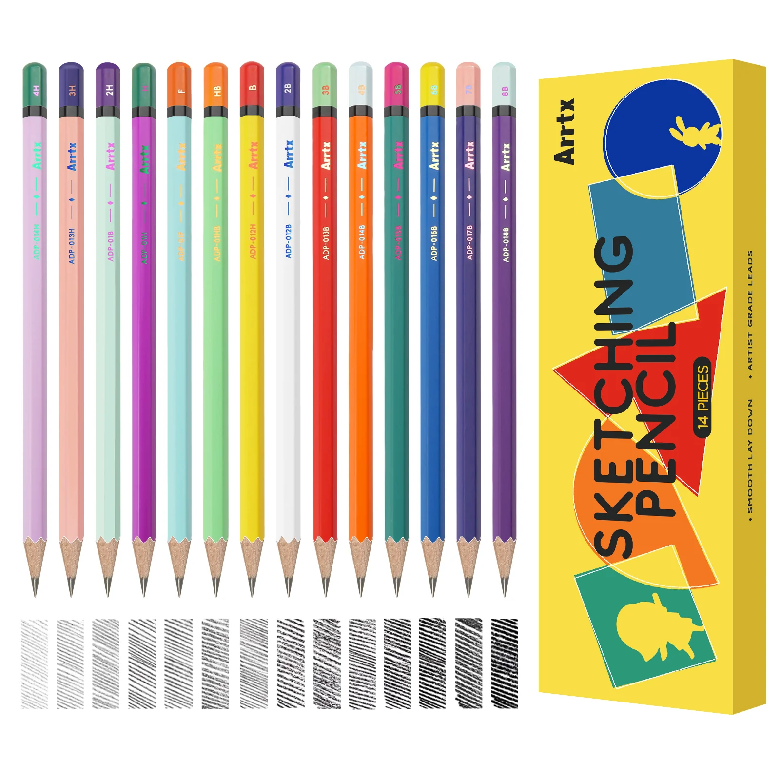 Arrtx Drawing Pencils 14 Pcs (4H - 8B) Artist Sketching Pencils - Image 6