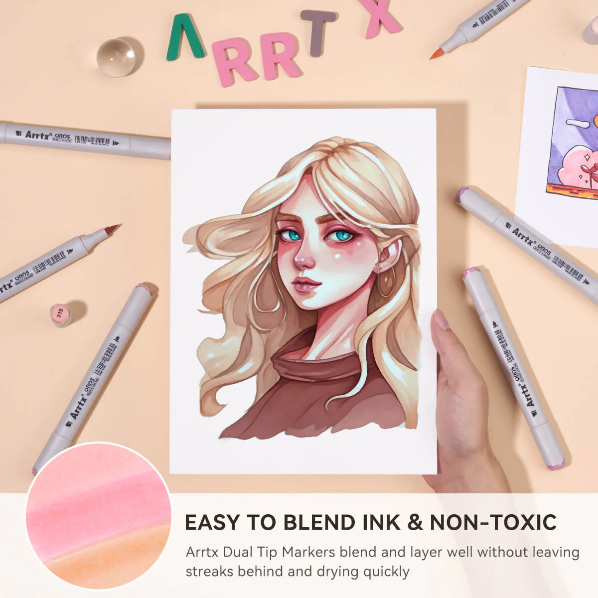 Arrtx OROS 48 Alcohol Markers Skin Tone Colors Paint Markers Dual Tip - Image 6
