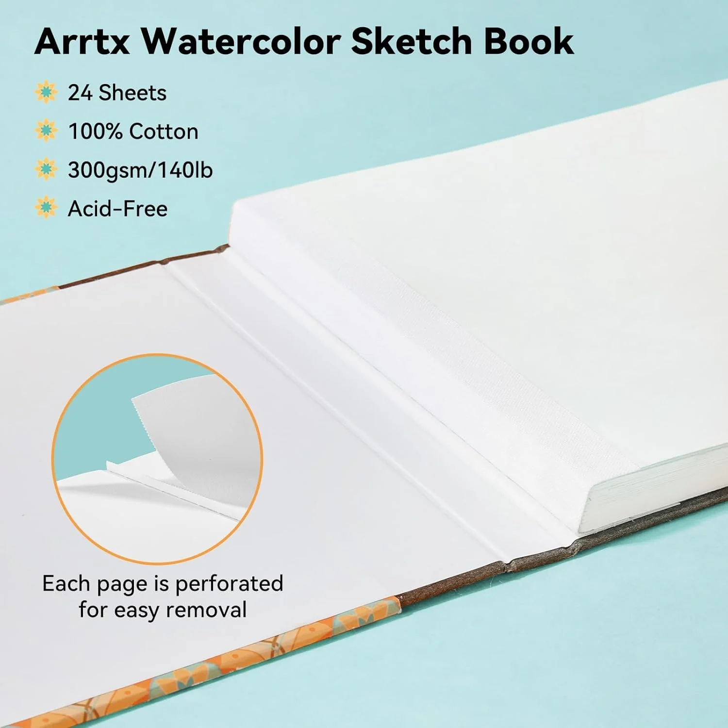 Arrtx Square Watercolor Paper Drawing Sketchbook Journal 7.09"x7.09" - Image 3