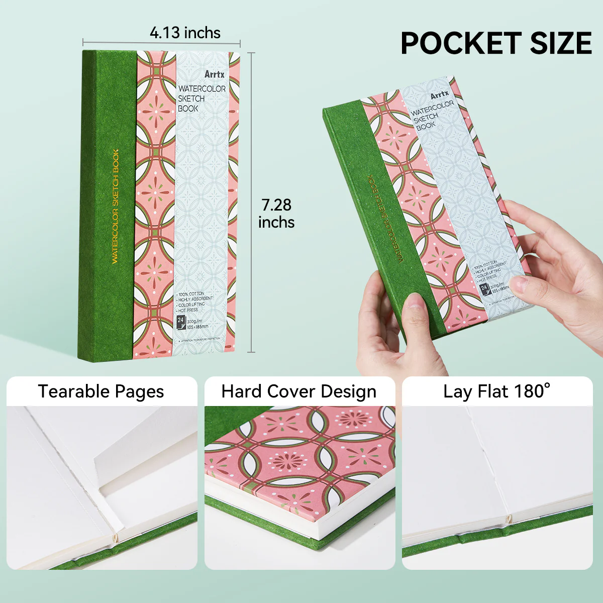 Arrtx Watercolor Sketchbook 4.13"x7.28" Artist Paper Journal - Image 5