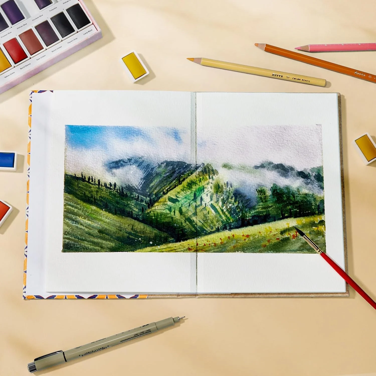 Arrtx Watercolor Sketchbook 8.27x5.98'' 100% Cotton Paper - Image 7