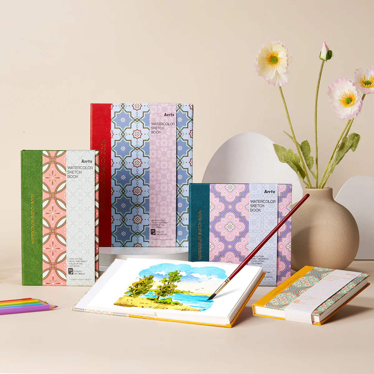 Arrtx Watercolor Sketchbook 3.86"x5.35" Hardcover Journal Notebook - Image 5