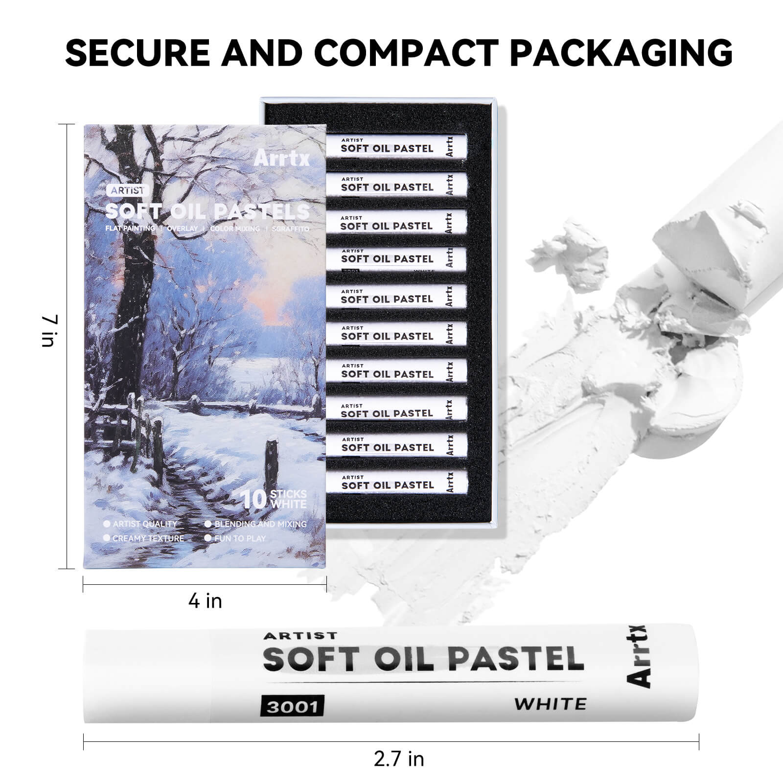Arrtx White Color Oil Pastels Smooth Drawing Pastel 10 PCS - Image 3