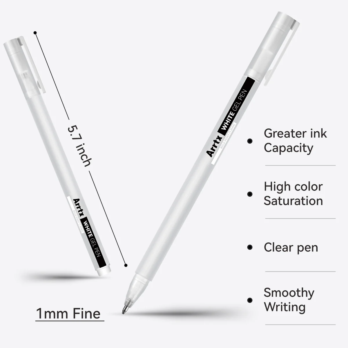 Arrtx Gel Pens 10 Pack White Color Large Capacity Ink Pens - Image 2