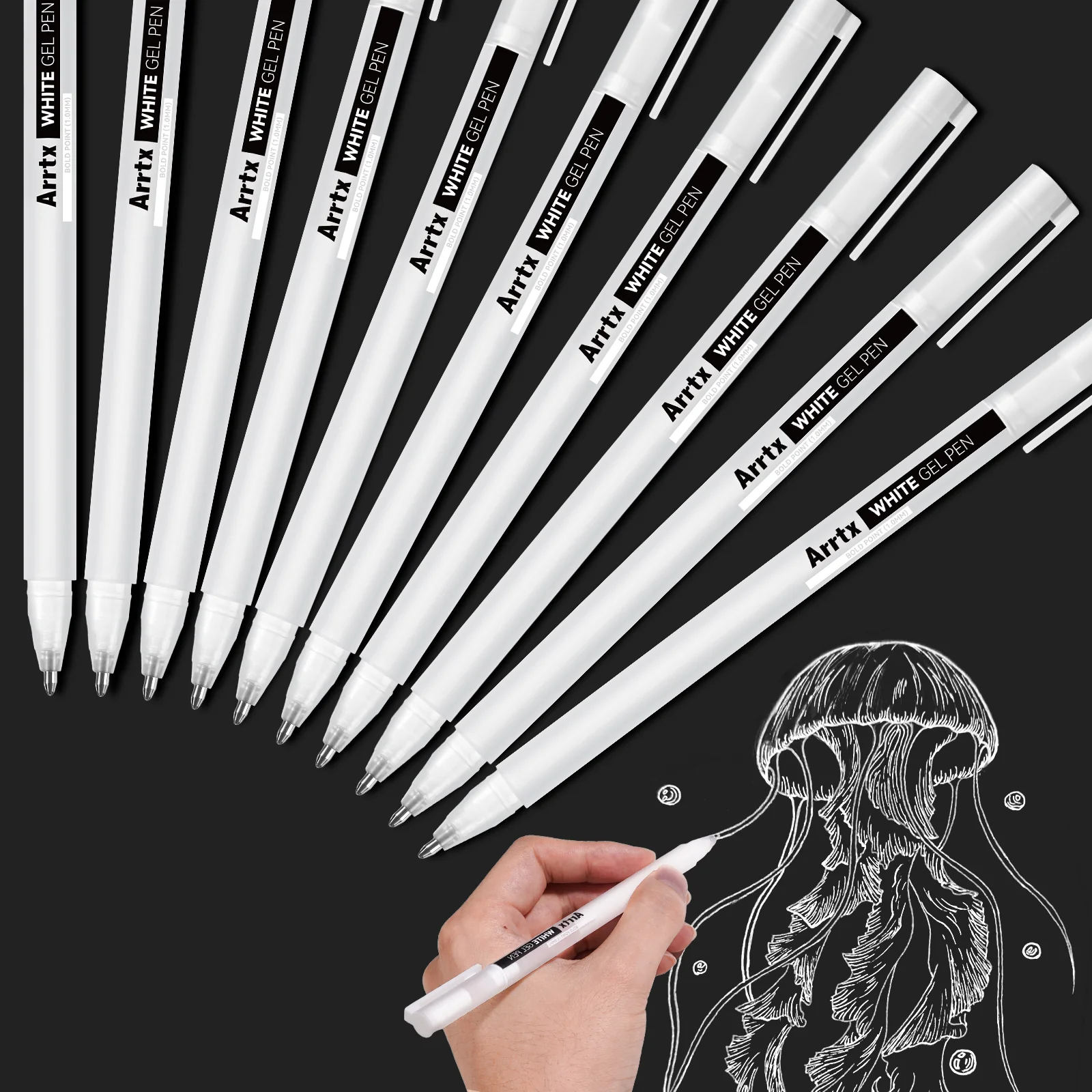 Arrtx Gel Pens 10 Pack White Color Large Capacity Ink Pens - Image 6